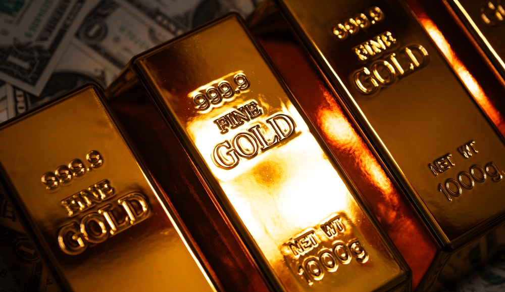 Dollars,Vs,Gold,Bar.,Precious,Metals.,Saving,Finance,In,Gold